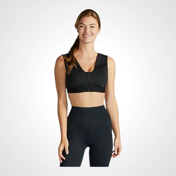 Tommie Copper Zip Up Shoulder Support Bra in Black NWT - Picture 1 of 5